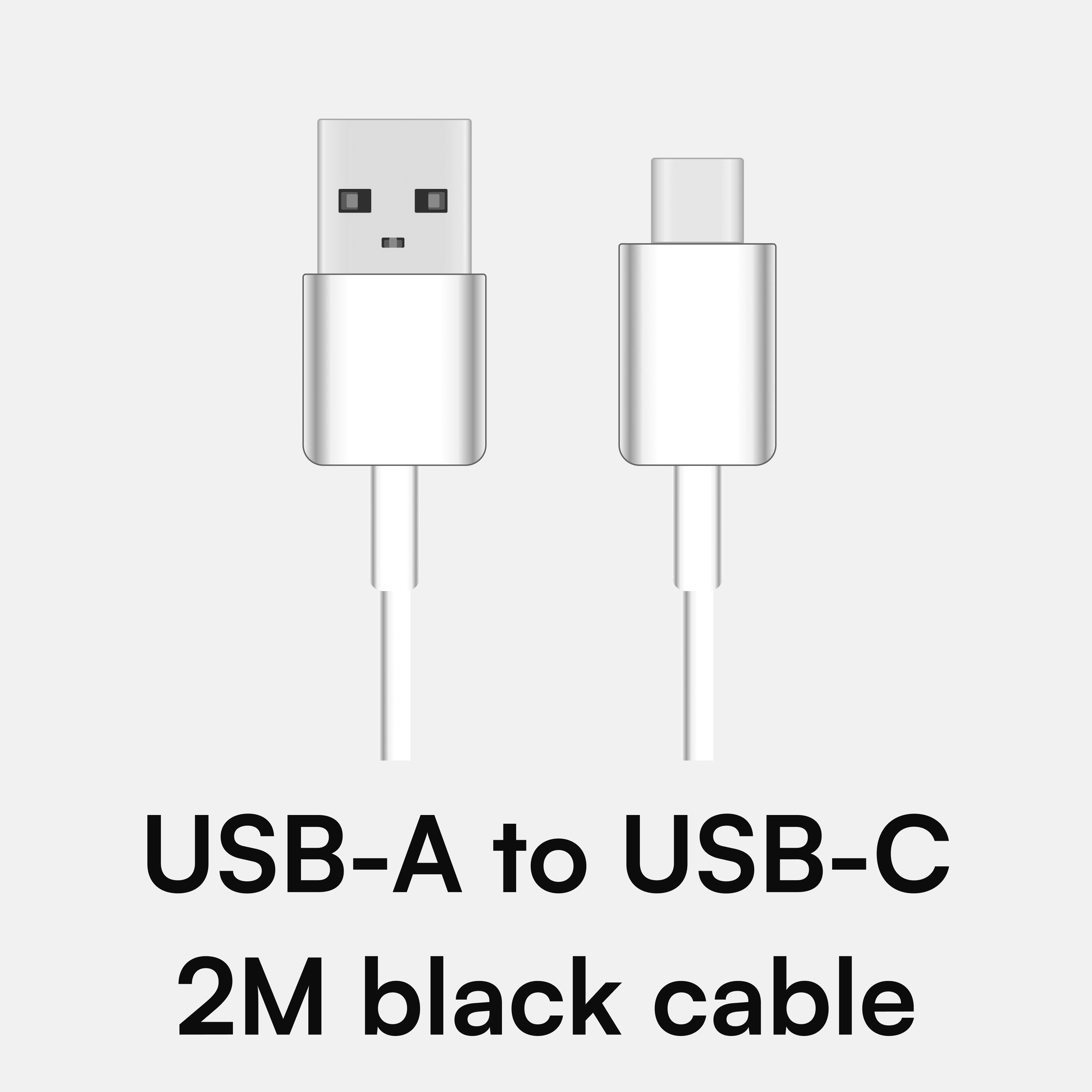 white usb-a to usb-c 2m cable